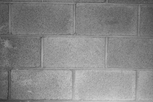 Picture of cinderblock wall in running bond pattern.