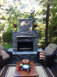 Picture of DIY outdoor fireplace built using a Backyard Flare construction plan.