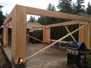 Wood framing of patio cover