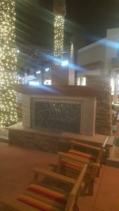 Shopping center outdoor fireplace