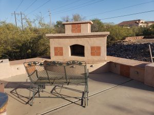 DIY Outdoor fireplace in Tucson. 