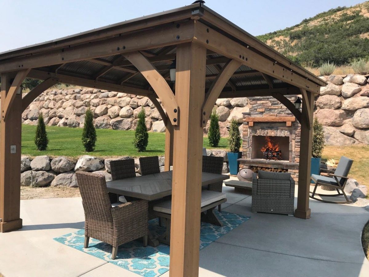 Utah outdoor fireplace diy pergola