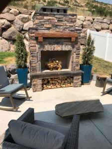 outdoor fireplace diy wood mantel storage