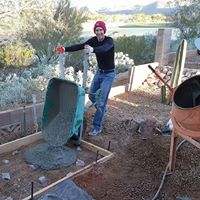 wheelbarrow used to dump concrete slab rebar