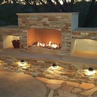 diy outdoor gas fireplace stacked stone golf course arizona