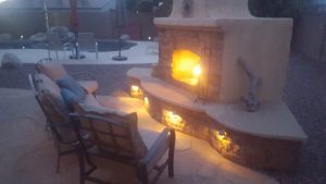 Outdoor fireplace lighting fire LED veneer
