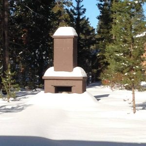 DIY outdoor fireplace snow pima trees
