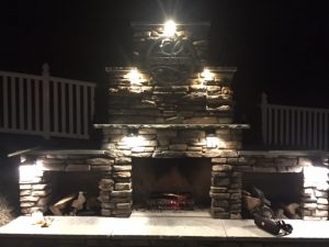 Outdoor fireplace lighting fire LED veneer