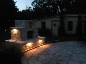 Outdoor fireplace lighting fire LED veneer