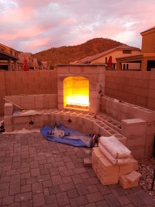 diy outdoor fireplace douglas mini propane gas lighting cinderblock fire mountain arizona
