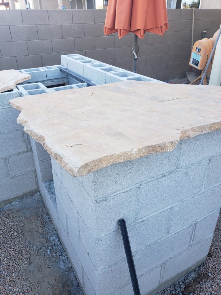 flagstone cinderblock outdoor kitchen outdoor bar