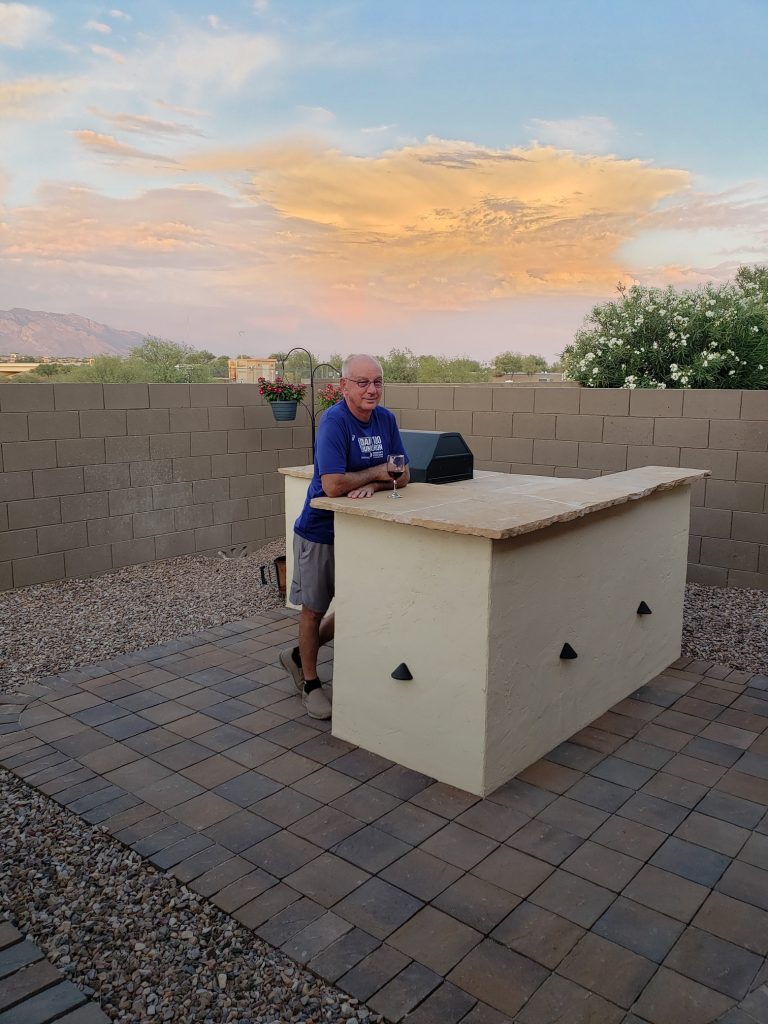 outdoor kitchen stucco led lighting